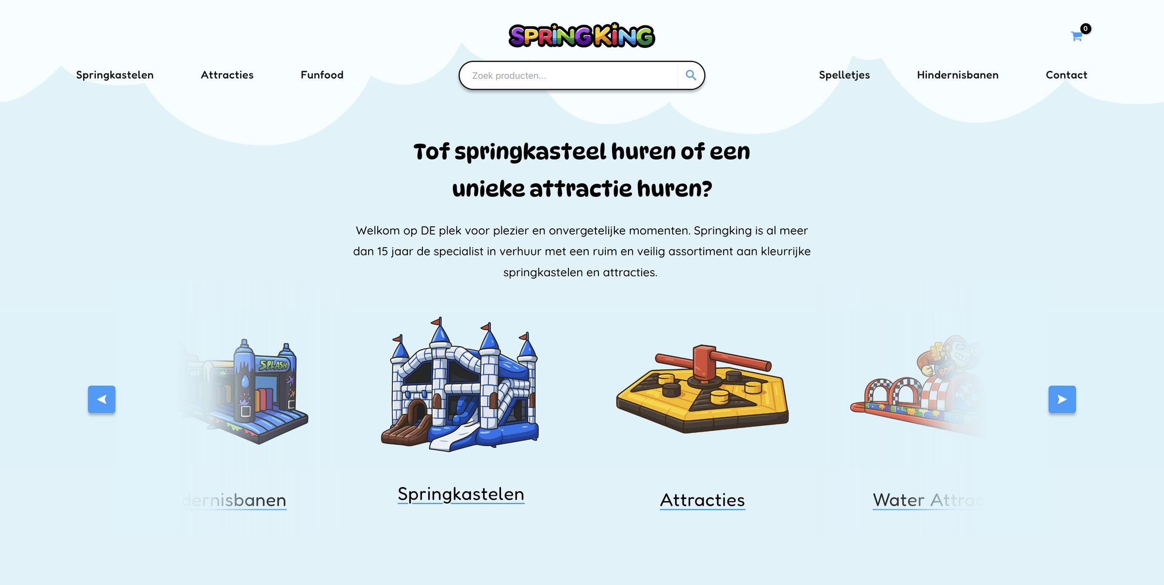 De nieuwe homepage van Springking