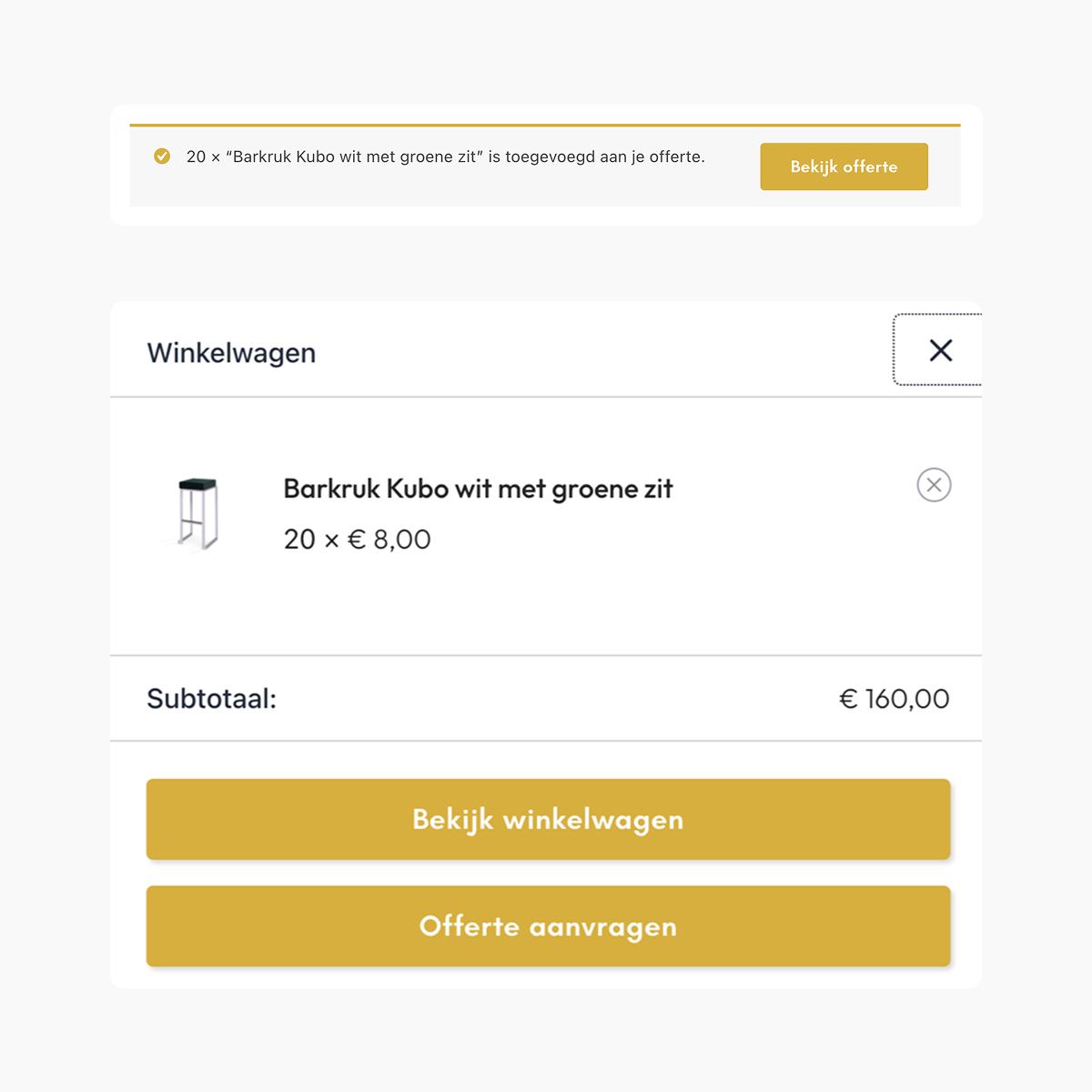 De melding na het toevoegen aan de offerte