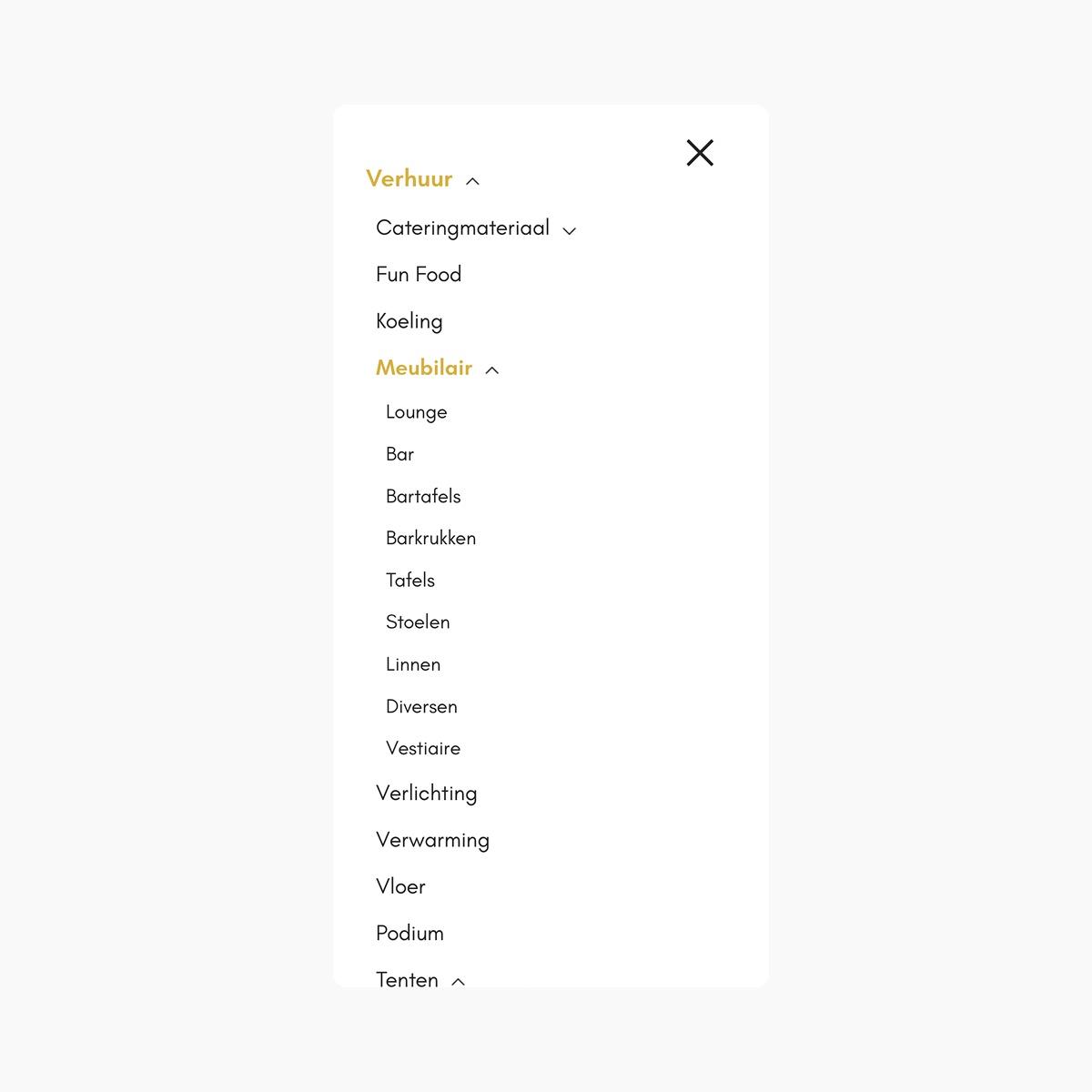 Het categoriefilter op mobiel